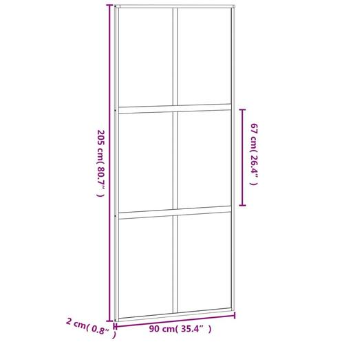 Skydedør 90x205 cm hærdet glas og aluminium sort