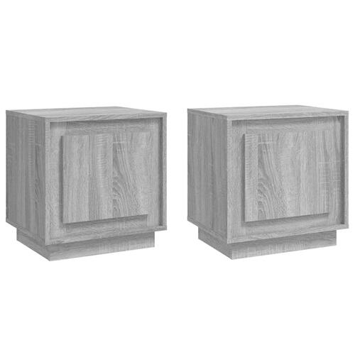 Sengeborde 2 stk. 44x35x45 cm konstrueret træ grå sonoma-eg
