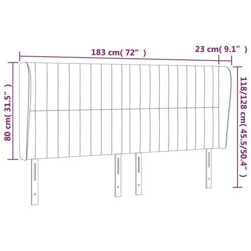 Sengegavl med kanter 183x23x118/128 cm fløjl sort