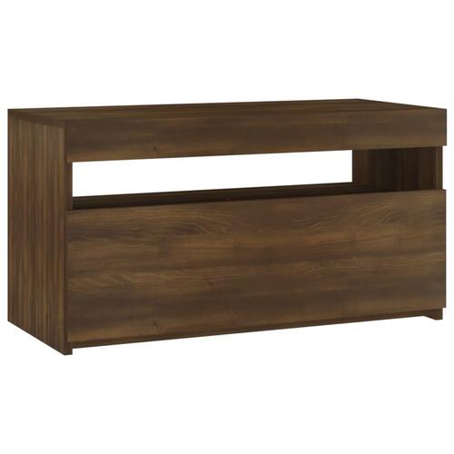 Tv-bord med LED-lys 75x35x40 cm brun egetræsfarve