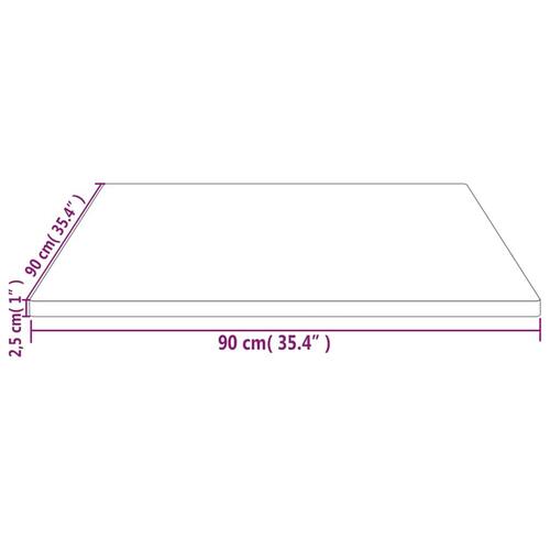 Bordplade 90x90x2,5 cm firkantet massivt fyrretræ hvid