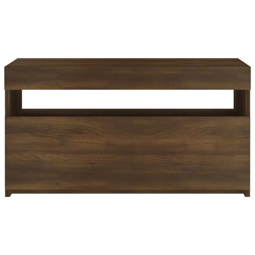 Tv-bord med LED-lys 75x35x40 cm brun egetræsfarve