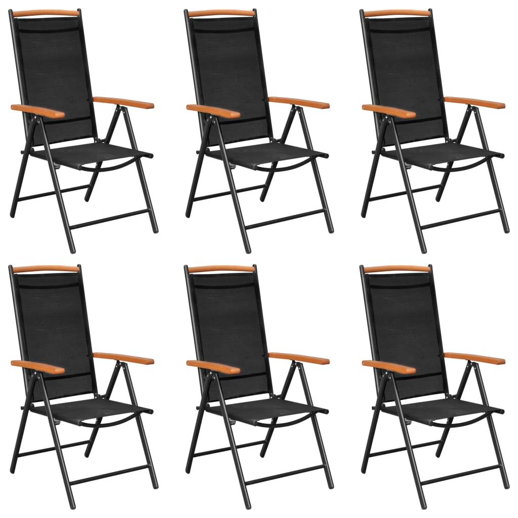 Foldbare havestole 6 stk. textilene sort