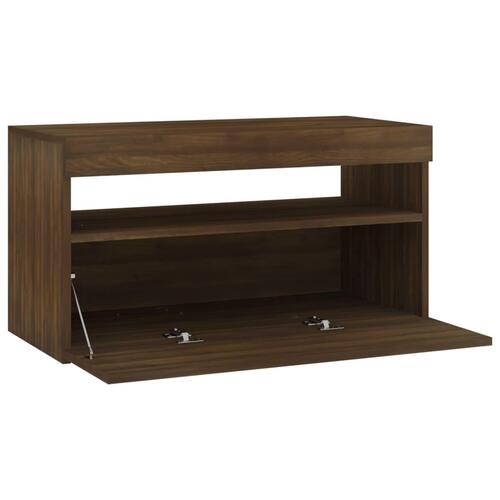 Tv-bord med LED-lys 75x35x40 cm brun egetræsfarve