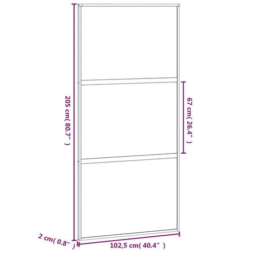 Skydedør 102,5x205 cm hærdet glas og aluminium sort