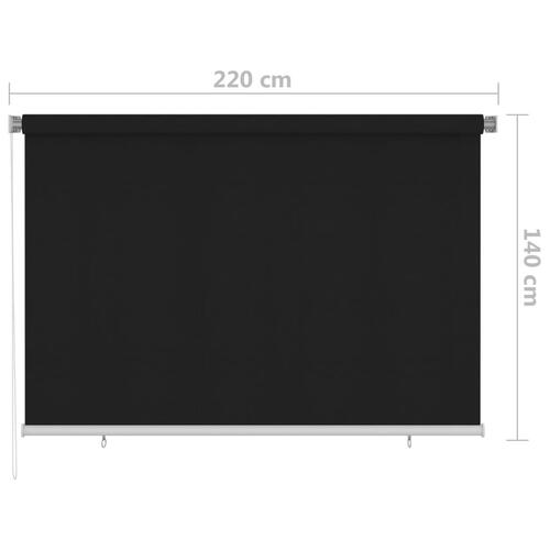 Udendørs rullegardin 220x140 cm sort