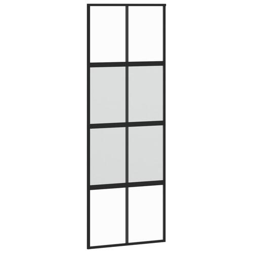 Skydedør 76x205 cm hærdet glas og aluminium sort