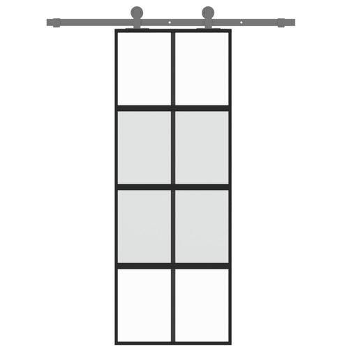 Skydedør 76x205 cm hærdet glas og aluminium sort
