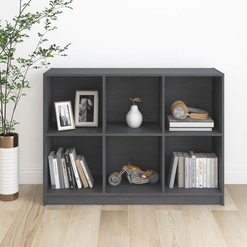 Bogreol 104x33x76 cm massivt fyrretræ grå