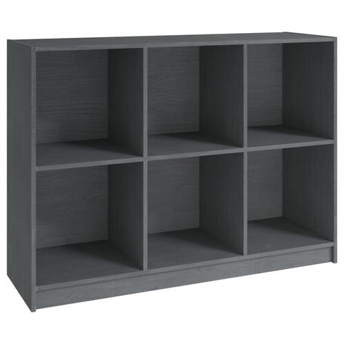 Bogreol 104x33x76 cm massivt fyrretræ grå
