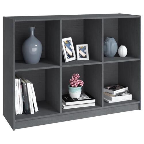Bogreol 104x33x76 cm massivt fyrretræ grå