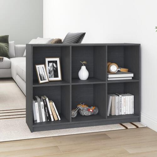 Bogreol 104x33x76 cm massivt fyrretræ grå