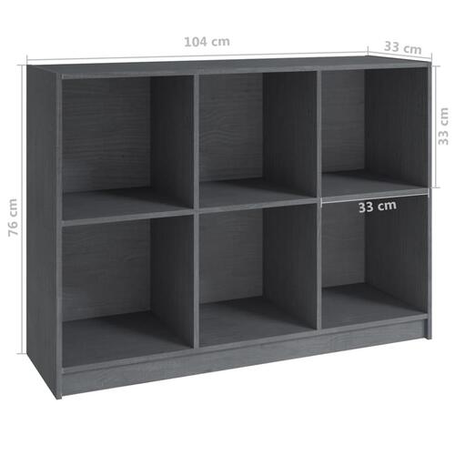 Bogreol 104x33x76 cm massivt fyrretræ grå