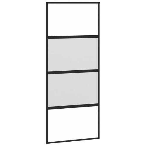 Skydedør 90x205 cm hærdet glas og aluminium sort