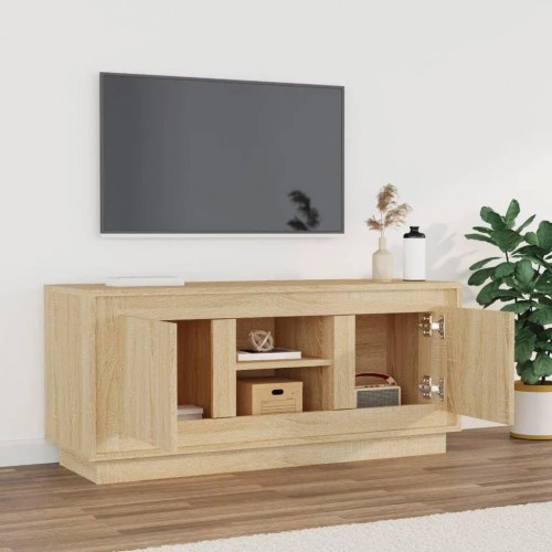 Tv-bord i sonoma-eg - 102 × 35 × 45 cm, konstrueret træ