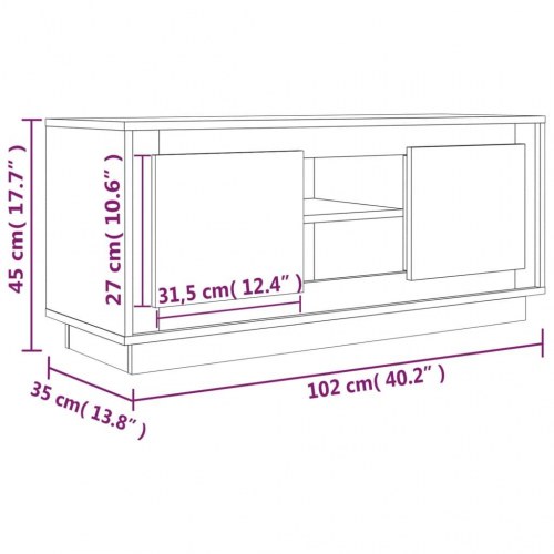 Tv-bord i sonoma-eg - 102 × 35 × 45 cm, konstrueret træ