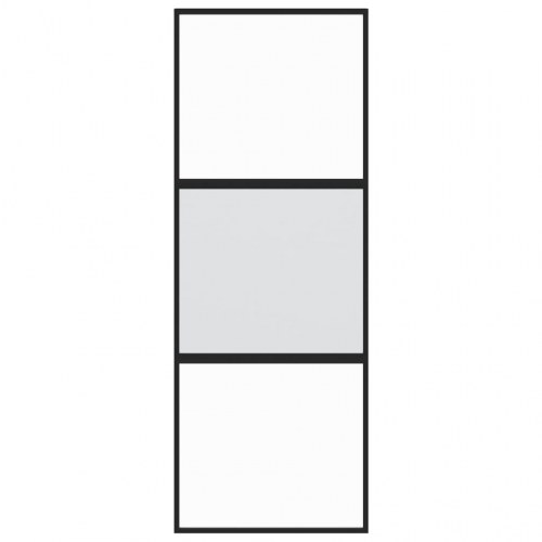 Skydedør 76×205 cm - hærdet glas og sort aluminium