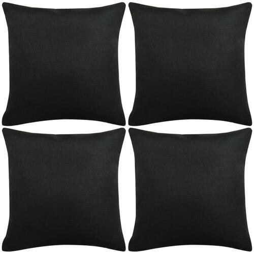 Pudebetræk 4 stk. linned-look sort 80x80 cm