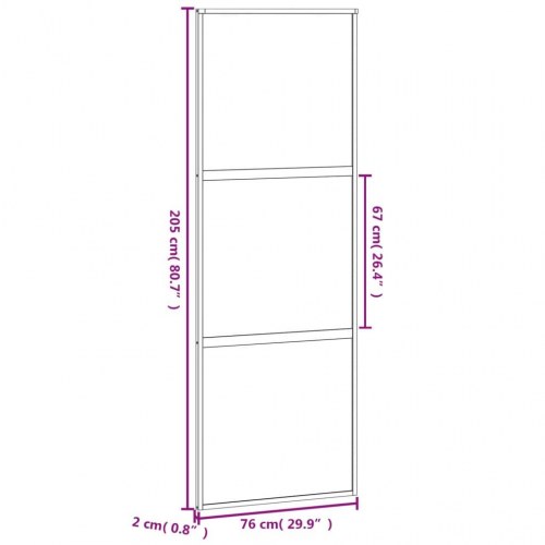 Skydedør 76×205 cm - hærdet glas og sort aluminium