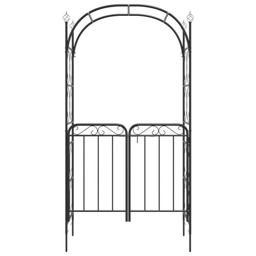 Havebue med låge 108x45x235 cm stål sort