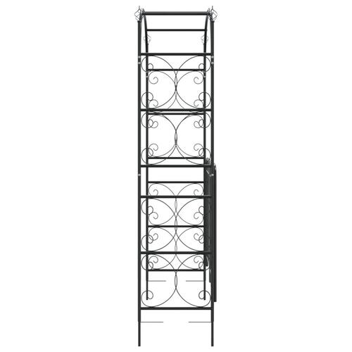 Havebue med låge 108x45x235 cm stål sort