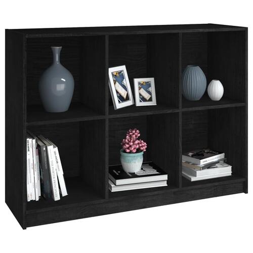 Bogreol 104x33x76 cm massivt fyrretræ sort
