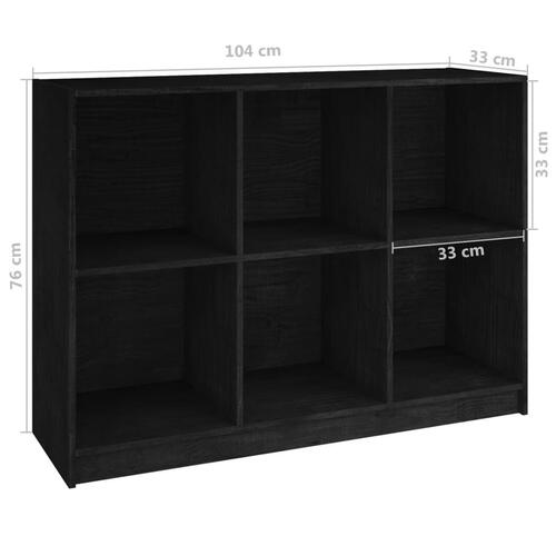 Bogreol 104x33x76 cm massivt fyrretræ sort