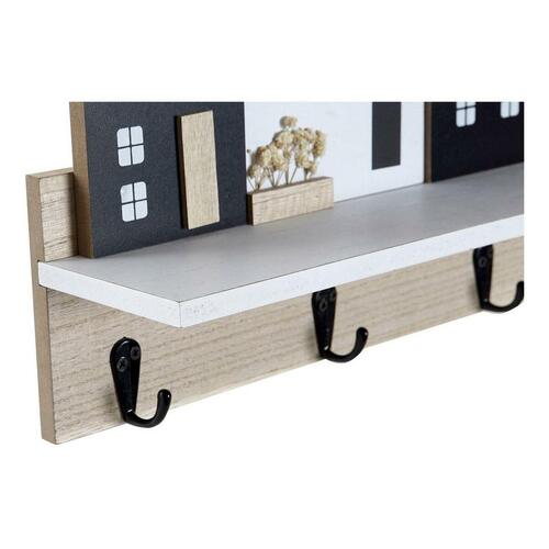 Hylder Knagerække 39 x 9 x 27 cm Sort Brun Hvid Træ MDF