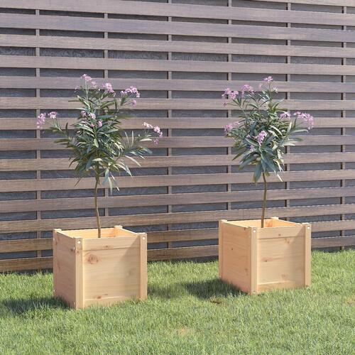 Plantekasser 2 stk. 40x40x40 cm massivt fyrretræ