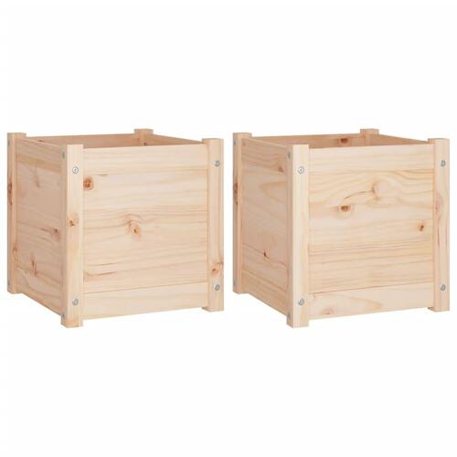Plantekasser 2 stk. 40x40x40 cm massivt fyrretræ