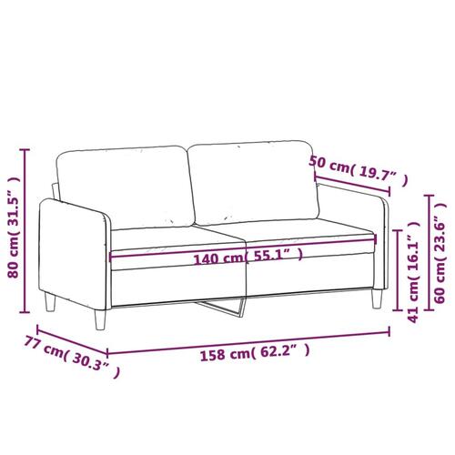 2-personers sofa 140 cm fløjl mørkegrå