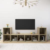 Tv-skabe 4 stk. 72x35x36,5 cm konstrueret træ sonoma-eg