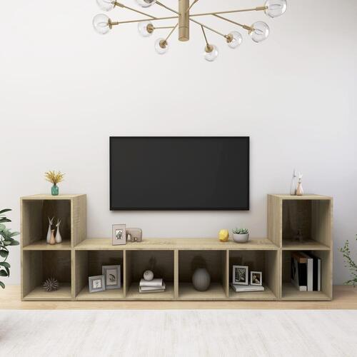 Tv-skabe 4 stk. 72x35x36,5 cm konstrueret træ sonoma-eg