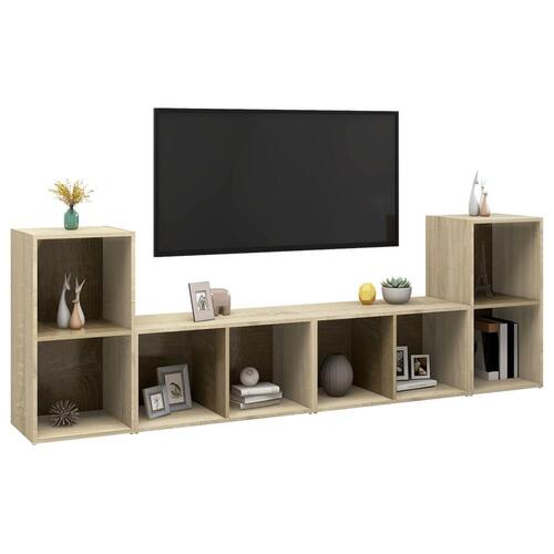 Tv-skabe 4 stk. 72x35x36,5 cm konstrueret træ sonoma-eg