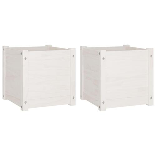 Plantekasser 2 stk. 40x40x40 cm massivt fyrretræ hvid