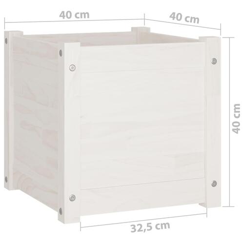 Plantekasser 2 stk. 40x40x40 cm massivt fyrretræ hvid