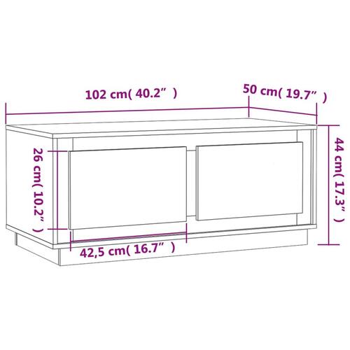 Sofabord 102x50x44 cm konstrueret træ hvid