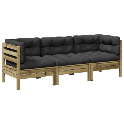 Sofasæt til haven 3 dele med hynder imprægneret fyrretræ
