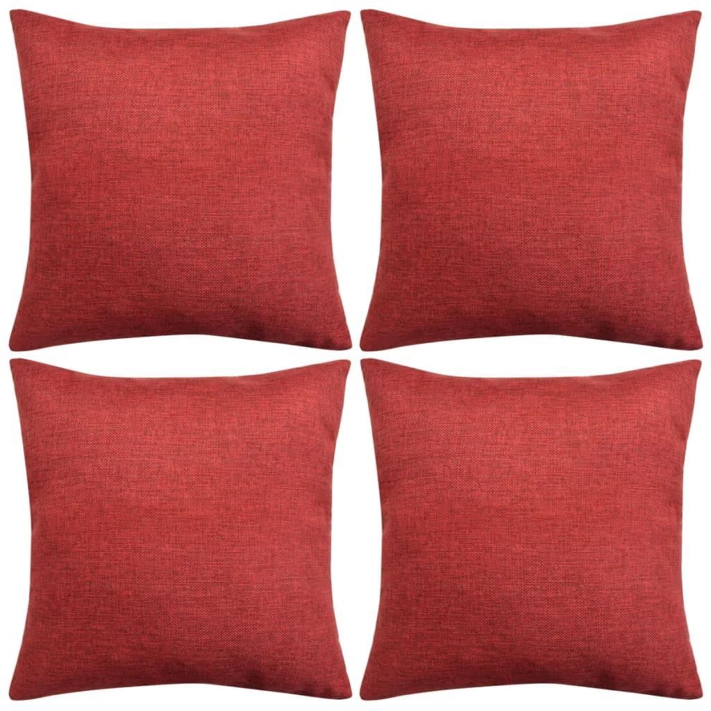 4 stk. pudebetræk linned-look bordeaux 40x40 cm