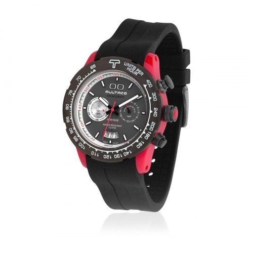 Herreur Bultaco H1PR43C-CA1 - kronograf, Ø 43 mm, sort/rød