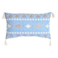 Pude 60 x 15 x 35 cm Blå Hvid