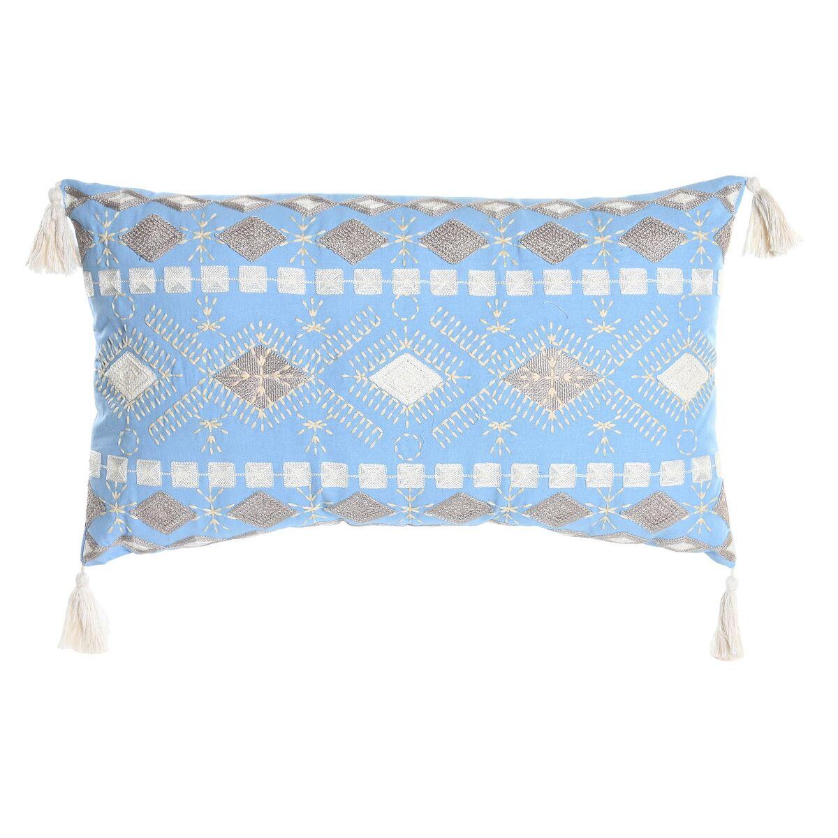 Pude 60 x 15 x 35 cm Blå Hvid