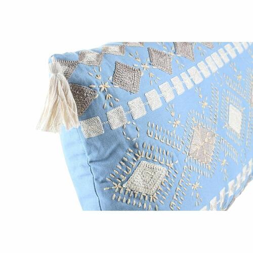 Pude 60 x 15 x 35 cm Blå Hvid