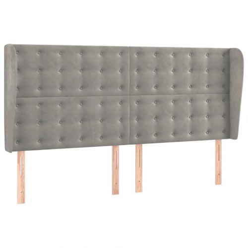 Sengegavl med kanter 163 x 23 x 118/128 cm fløjl - lysegrå