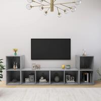 Tv-skabe 4 stk. 72x35x36,5 cm konstrueret træ betongrå