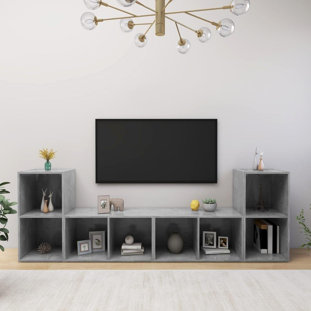 Tv-skabe 4 stk. 72x35x36,5 cm konstrueret træ betongrå