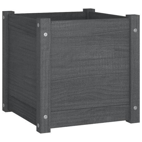Plantekasser 2 stk. 40x40x40 cm massivt fyrretræ grå