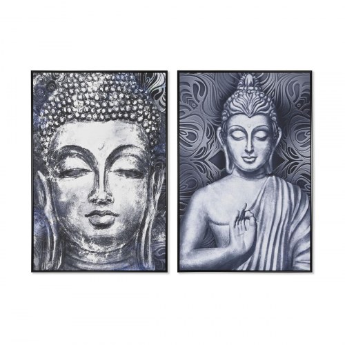 Lærredsmaleri - Buddha, blå/hvid