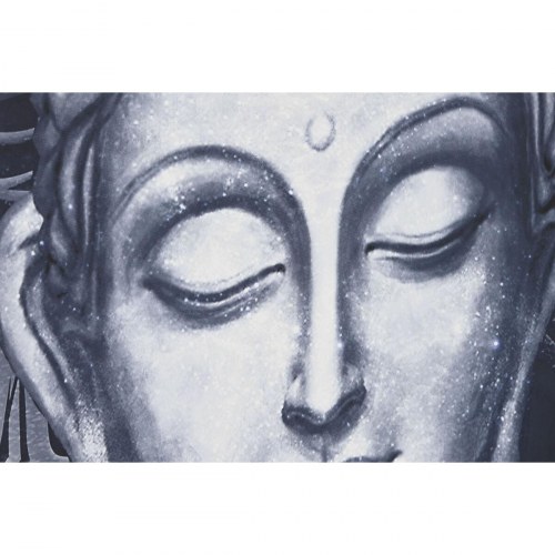 Lærredsmaleri - Buddha, blå/hvid