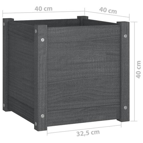 Plantekasser 2 stk. 40x40x40 cm massivt fyrretræ grå